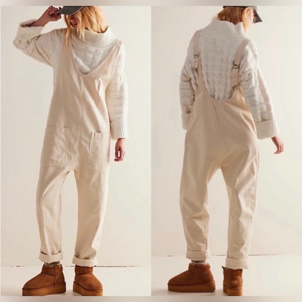 Free People High Roller Jumpsuit - Cream - S